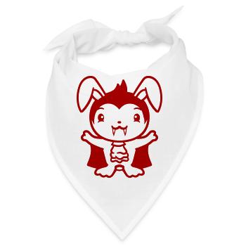 Hase Vampir scharfe lange Zähne Halloween Kostüm - Bandana - Weiß - Vorne
