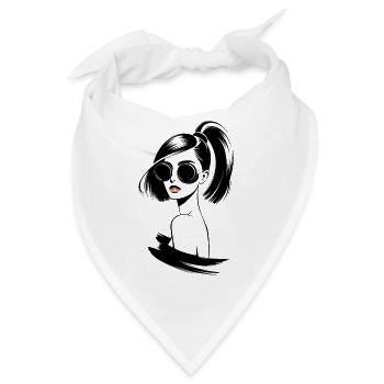 Stilvolle Frau Mit Sonnenbrille Und Pferdeschwanz - Bandana - Weiß - Vorne