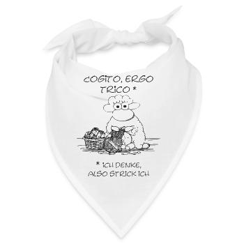 cogito ergo trico, Schaf-Motiv für Handarbeitsfans - Bandana - Weiß - Vorne