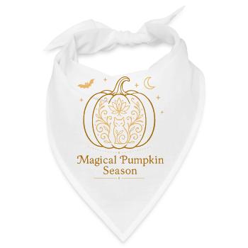 Magischer Kürbis - Herbst Design mit Katze - Bandana - Weiß - Vorne