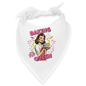 Backen Torte Backkönigin Backfee Bäckerin Pop Art - Bandana - Weiß - Vorne