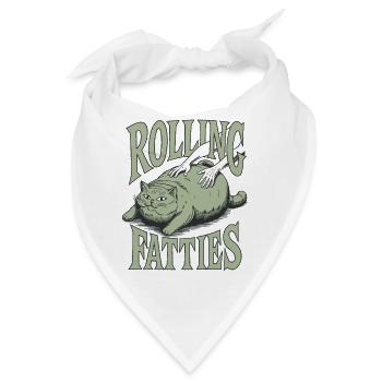 Rolling Fatties Katze Humor - Bandana - Weiß - Vorne
