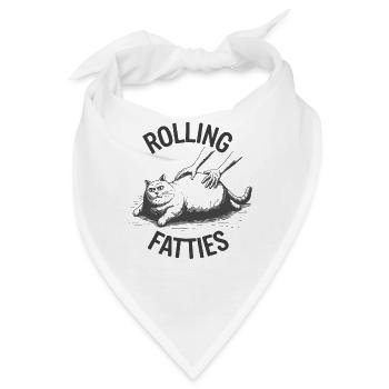 Rolling Fatties Katze Humor - Bandana - Weiß - Vorne