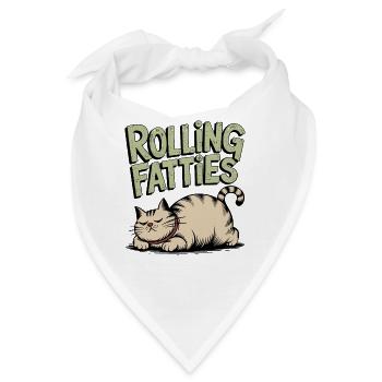 Rolling Fatties Katze Humor - Bandana - Weiß - Vorne