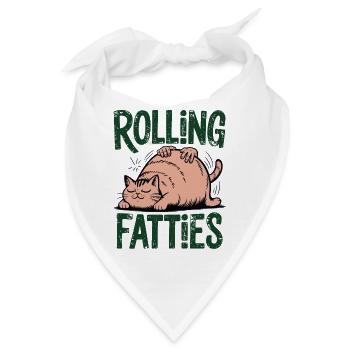 Rolling Fatties Katze Humor - Bandana - Weiß - Vorne