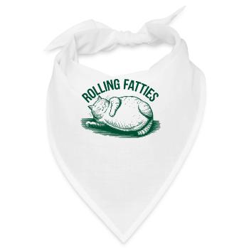 Rolling Fatties Katze Humor - Bandana - Weiß - Vorne