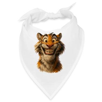 Lebendiges lächelndes Tigerporträt - Bandana - Weiß - Vorne