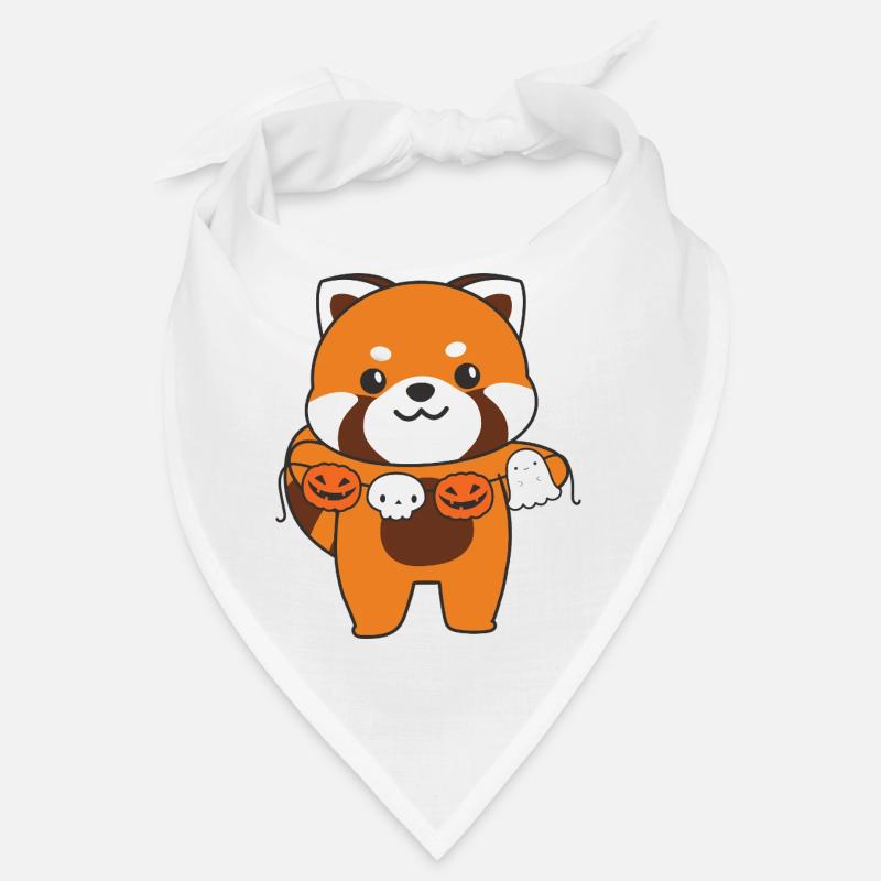 Red Panda Happy Halloween Pumpkin Ghost Costume Bandana