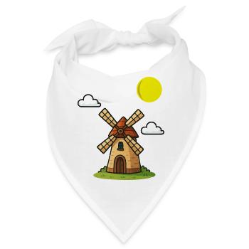 Malerischer Windmühlen-Print im Vintage-Stil - Bandana - Weiß - Vorne