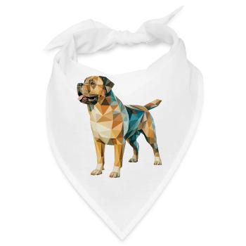 Rottweiler - Cooles Low Poly Logo - Bandana - Weiß - Vorne