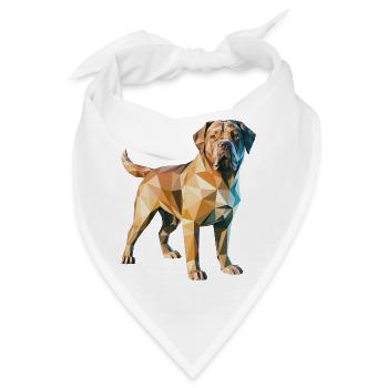 Brauner Hund - Cooles Low-Poly-Logo - Bandana - Weiß - Vorne