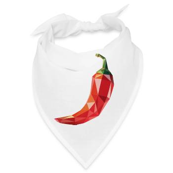 Chili Pepper - Cooles Low-Poly-Gemüse-Logo - Bandana - Weiß - Vorne