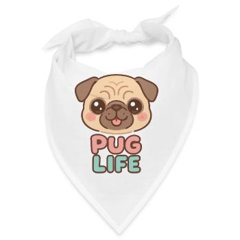 Kawaii Mops Hund - Mops Leben - Bandana - Weiß - Vorne