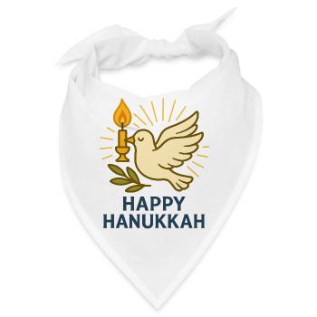 Frohes Chanukka, Taube, Taube des Friedens - Bandana - Weiß - Vorne