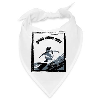 Pinguin Surfbrett Kunstdruck - Bandana - Weiß - Vorne