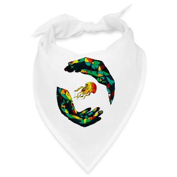 Geometrischer Quallenring - Bandana - Weiß - Vorne