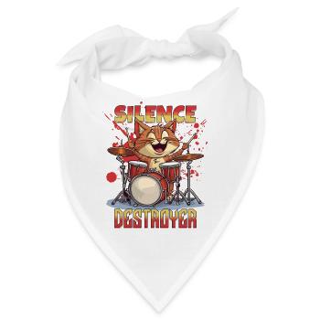 Schlagzeug Drums Silence Destroyer Katze Lustig - Bandana - Weiß - Vorne
