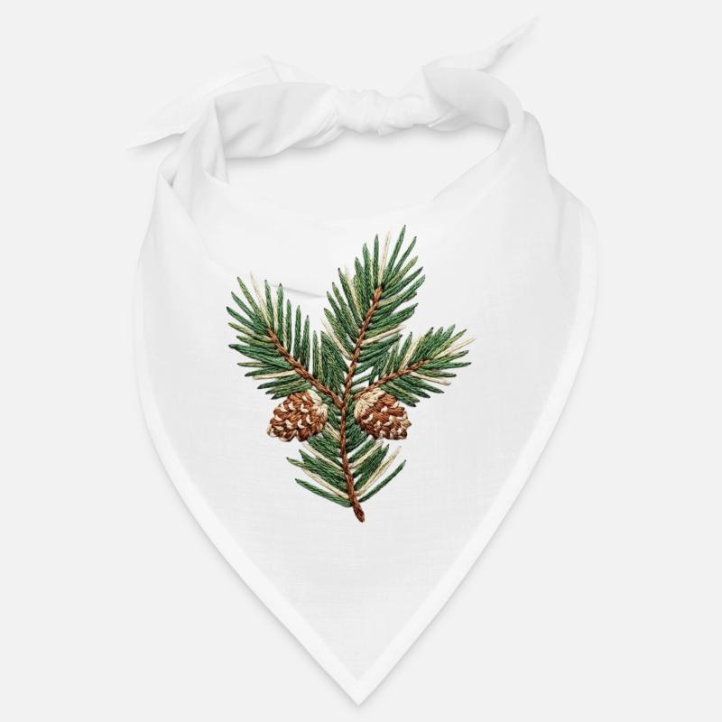 Branche de Noël brodée – vert subtil (imprimé) Bandana