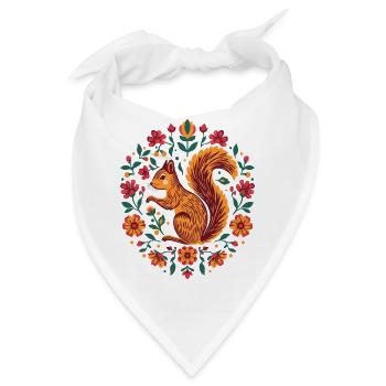 Eichhörnchen im Blumenkranz - Bandana - Weiß - Vorne