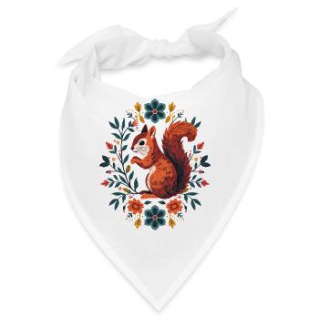 Eichhörnchen im Blumenkranz - Bandana - Weiß - Vorne