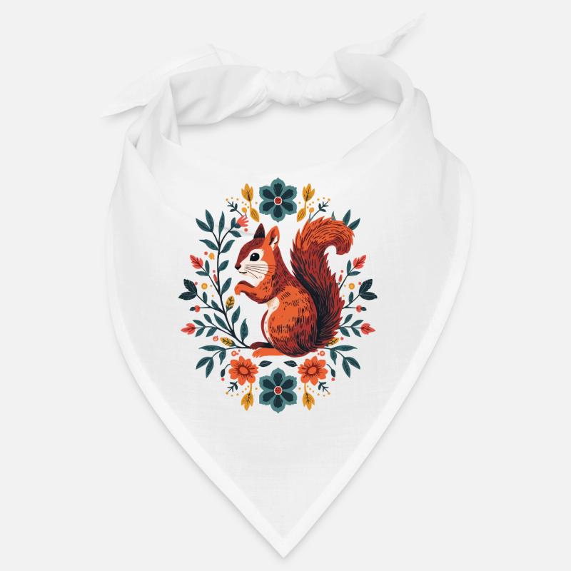 Écureuil dans une couronne de fleurs Bandana