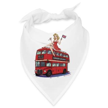 Pin-up im Roten Londoner Bus - Bandana - Weiß - Vorne