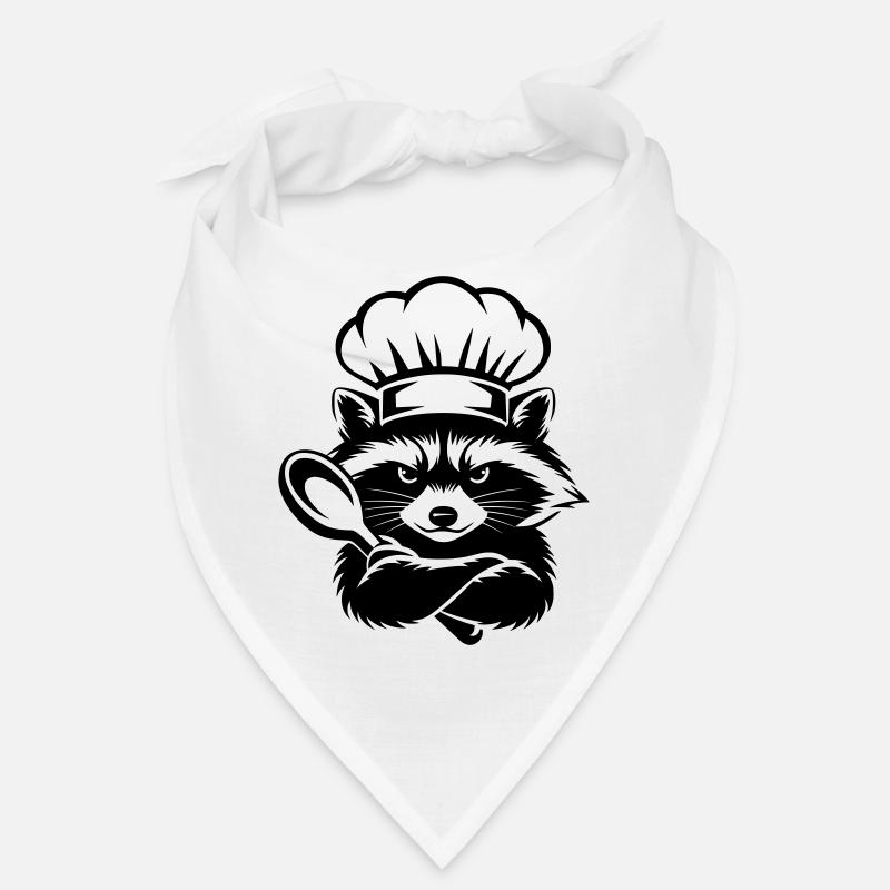 Raton laveur drôle avec chapeau de chef et cuillère - Bandana - blanc