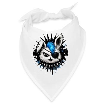 Punk Kaninchen mit Irokese und Eyepatch  - Bandana - Weiß - Vorne