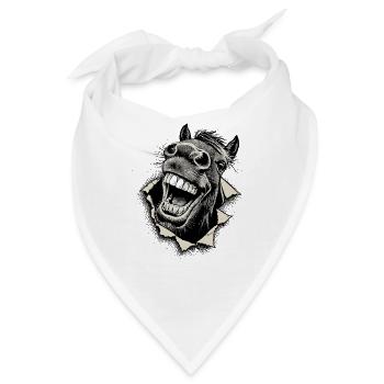 Popkultur Pferd – Grinsend Twotone Illustration - Bandana - Weiß - Vorne