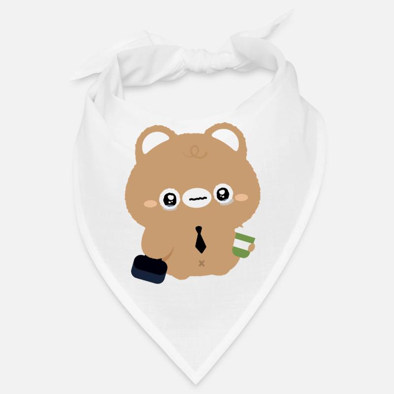 Ours Kawaii fatigué avec café Bandana