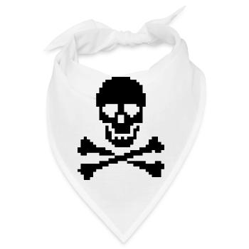 Pixel Skull Crossbones T-Shirt - Bandana - Weiß - Vorne