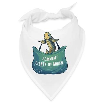 Fröhlicher Meeresfisch mit Wellenbanner - Bandana - Weiß - Vorne