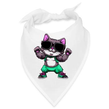 Fitness Katze - Bandana - Weiß - Vorne