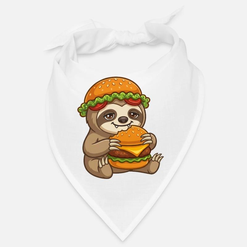 Sloth with Burger Cartoon Bandana