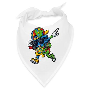 Regenbogenpuzzle-Maskottchen - Bandana - Weiß - Vorne