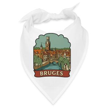 Brügge Belgien Retro Reise-Abzeichen-Aufkleber - Bandana - Weiß - Vorne