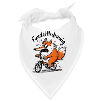 Fuchs auf Fahrrad - Bandana - Weiß - Vorne