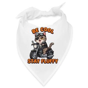 Katzen-Rocker auf Motorrad Stay Fluffy - Bandana - Weiß - Vorne