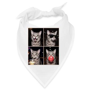 Katzen Graue Tabby Katze - Bandana - Weiß - Vorne