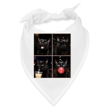 Katzen schwarze Katze - Bandana - Weiß - Vorne
