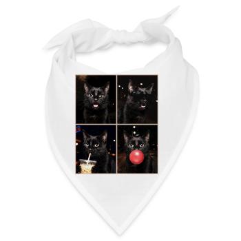 Katzen schwarze Katze - Bandana - Weiß - Vorne