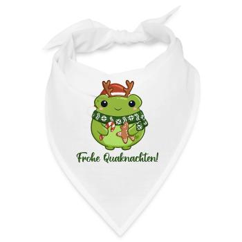 Quakender Weihnachtsfrosch mit Weihnachtsgrüßen - Bandana - Weiß - Vorne