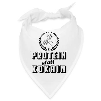 Protein statt Kokain Bodybuilding Sprüche Sport - Bandana - Weiß - Vorne