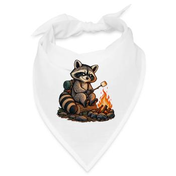 Waschbär am Lagerfeuer - Bandana - Weiß - Vorne