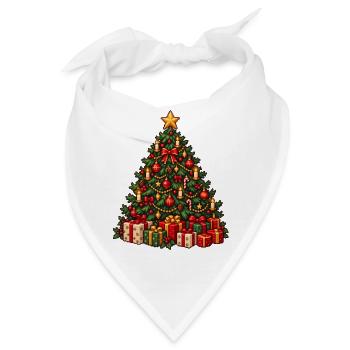 Weihnachtsbaum voller Lichter & Geschenke - Bandana - Weiß - Vorne