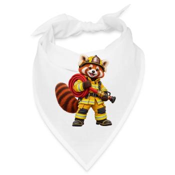 Feuerwehrmann Roter Panda mit Schlauch - Bandana - Weiß - Vorne