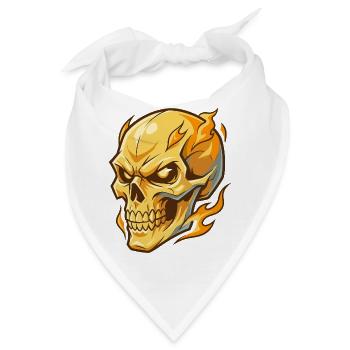 Feuriger goldener Schädel mit intensiven Augen - Bandana - Weiß - Vorne