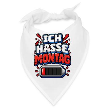 Ich hasse Montag – Pixel Büro Spruch - Bandana - Weiß - Vorne