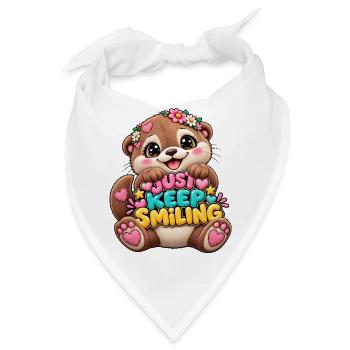 Keep Smiling Bär mit Blumenkranz - Bandana - Weiß - Vorne