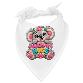 Kleiner Koala mit Happy Hugs - Bandana - Weiß - Vorne